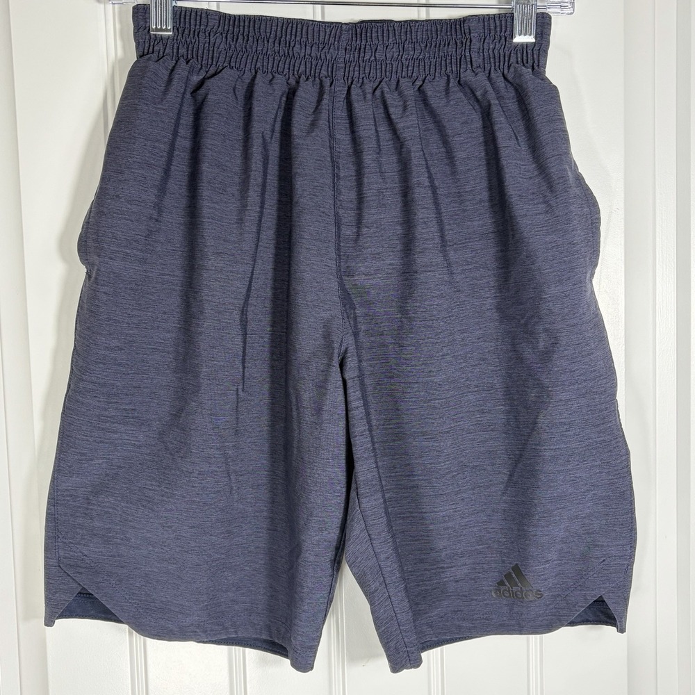 adidas Heather Gray/Blue Performance Training Athletic Shorts Men's Size Small‎